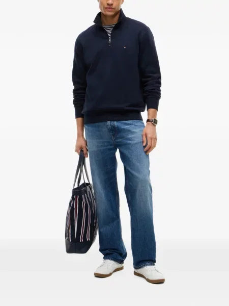 Суичър с цип Tommy Hilfiger бродиран синьо
