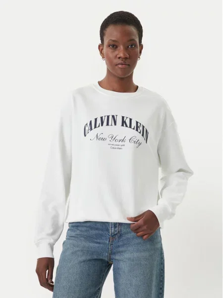 Calvin Klein Jeans Суитшърт Logo Graphic бял