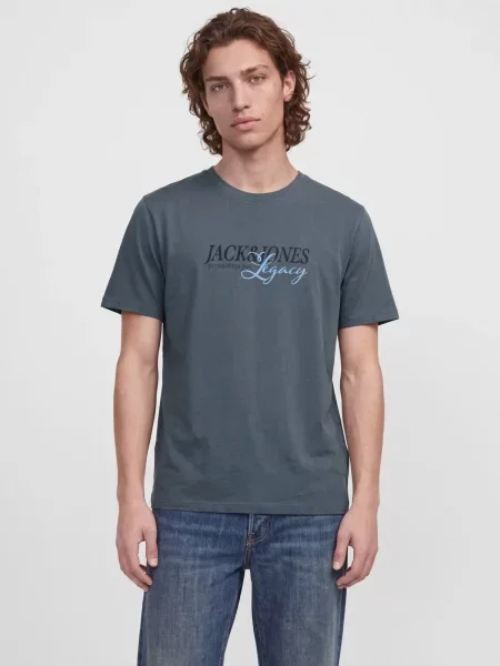 JACK & JONES Tricou JJJADE albastru pastel / gri negru