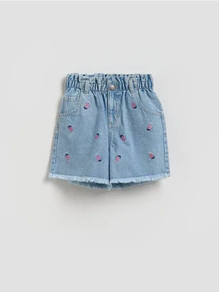 Reserved Джинсові шорти з вишивкою синій