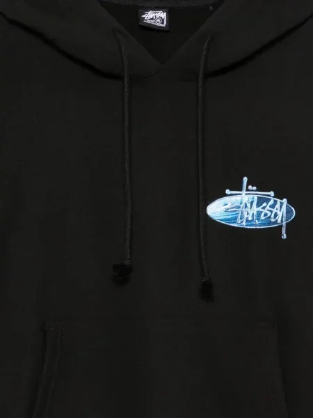 Hanorac cu glugă Stüssy cu imagine negru