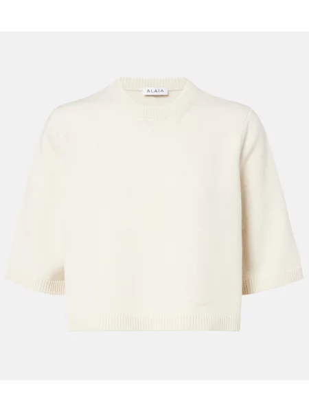 Decupat pulover Alaïa de lână alb
