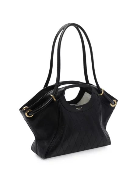 Matlasat geantă shopper Balmain negru