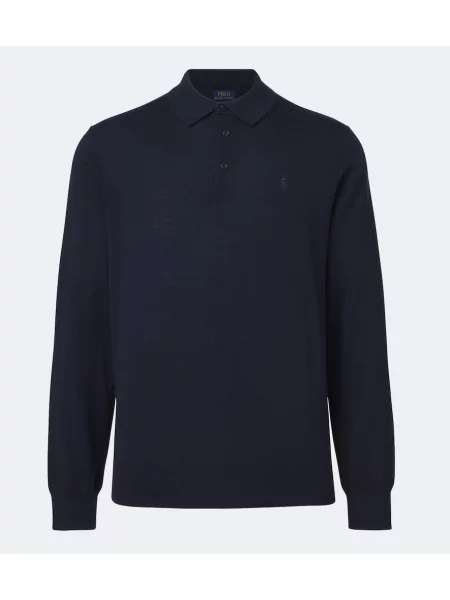 Tricou polo Polo Ralph Lauren de lână albastru