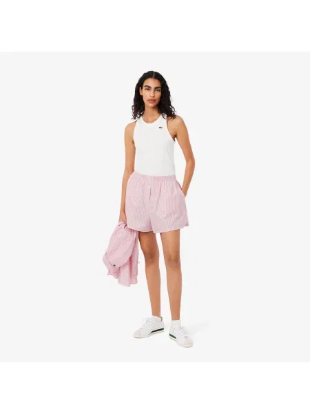Lacoste Lekkie Szorty Popelinowe W Paski O Szerokim Kroju różowe