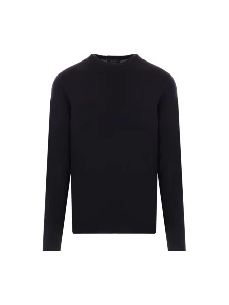 Sweter Zanone z dekoltem w serek niebieski