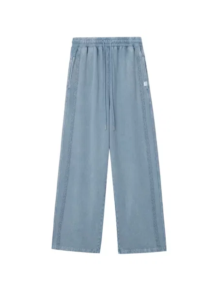 Pantaloni Mini Cream din dantelă cu cordon albastru