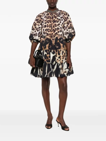 Rochie mini Camilla cu imagine cu model leopard maro