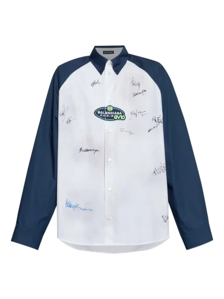 Lung cămașă Balenciaga cu autograf alb