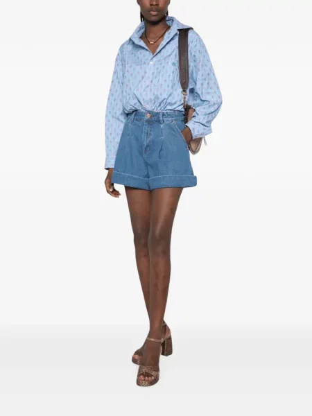 Pantaloni scurți din denim Zimmermann albastru