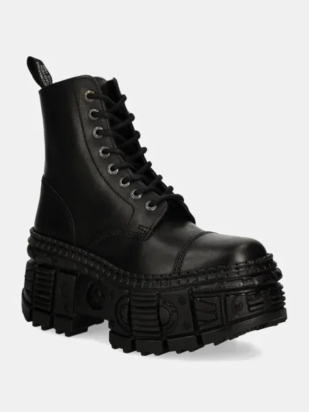 Кожаные ботинки New Rock на платформе черные