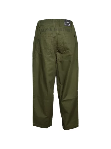 Pantaloni Alpha Industries cu model herringbone conici verde