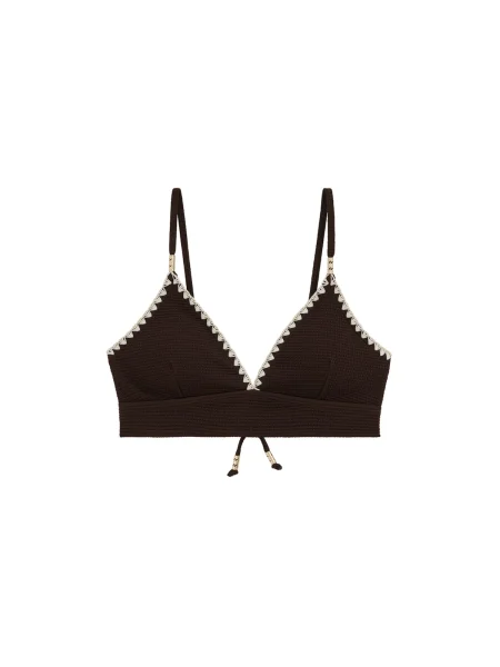 WE Fashion Sutien costum de baie maro închis alb