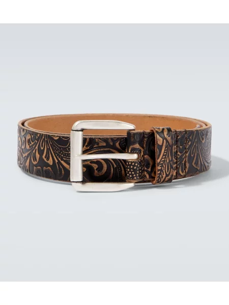Curea Our Legacy din piele cu model paisley maro