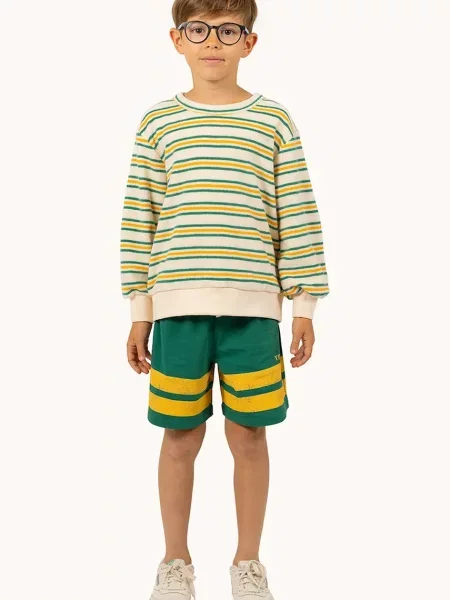 Tinycottons šortky STRIPES LOGO SHORT zelené