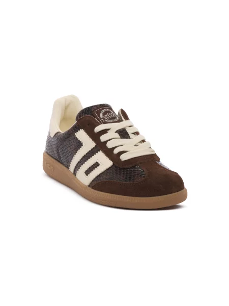 Pantofi Back70 cu model piele de șarpe maro