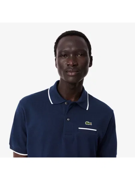 Lacoste Koszulka Polo Z Kieszonką Classic Fit granatowy