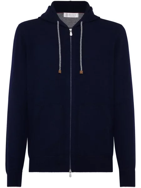 Кашмирен суичър с качулка Brunello Cucinelli синьо