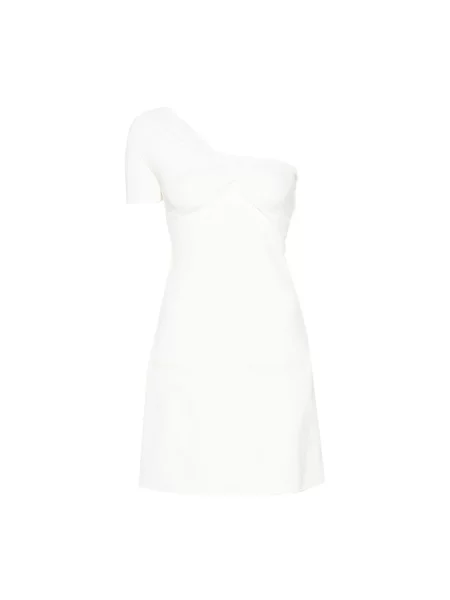 Sukienka Courreges wełniana na jednym ramieniu biała