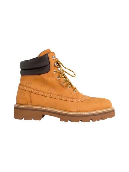 Botki Dsquared2 sznurowane koronkowe brązowe