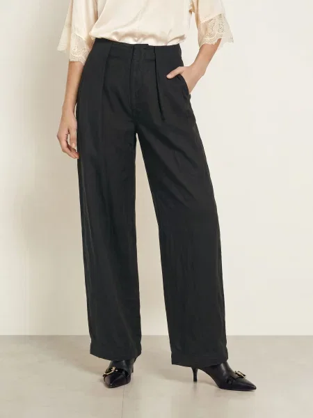Allsaints Kalhoty Z Lnu černá
