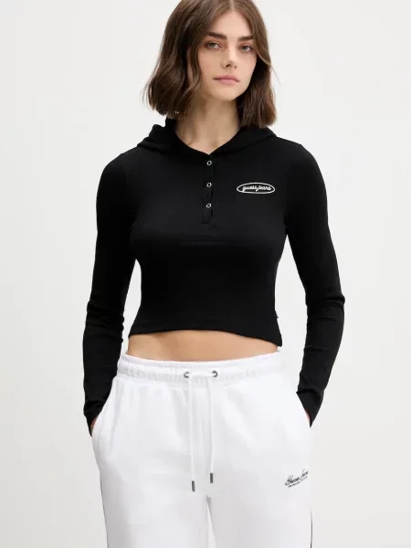 Блуза с дълги ръкави Guess Jeans дамска черно