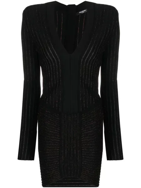 Rochie mini Balmain cu decolteu în V de costum negru