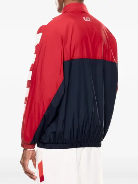 Geacă Ea7 Emporio Armani cu dungi albastru