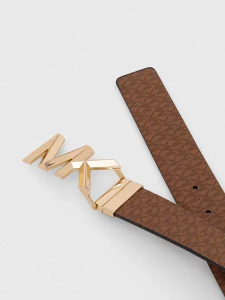 Кожаный двусторонний ремень Michael Michael Kors с ремешками бежевый