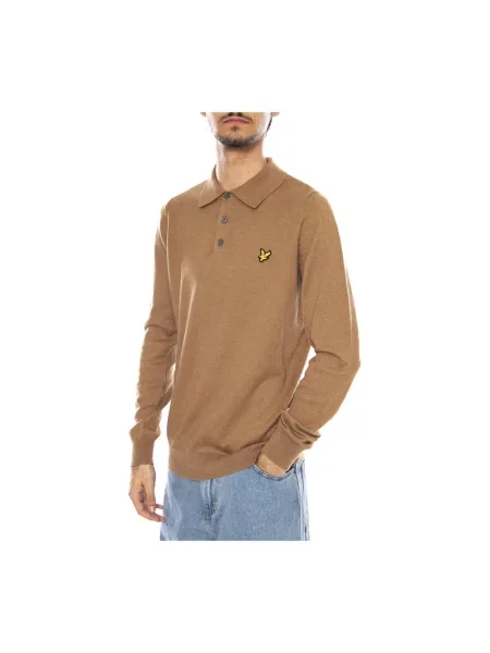 Sweter Lyle & Scott z wełny merino z długim rękawem beżowy
