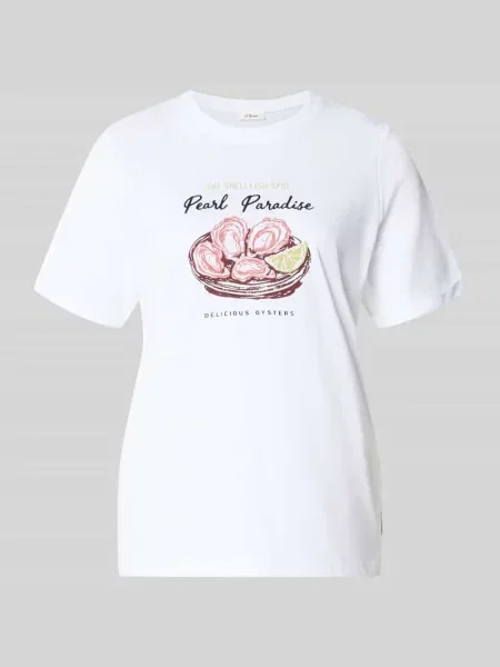 Męski t-shirt o kroju regular fit z czystej bawełny S.oliver Red Label biała