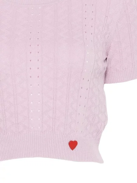 Тениска Love Moschino бродирана със сърца виолетово