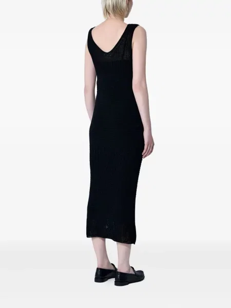 Rochie midi Max Mara cu decolteu în V până la genunchi de costum negru