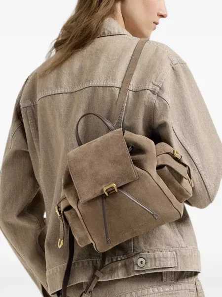 Rucsac Brunello Cucinelli din piele de căprioară