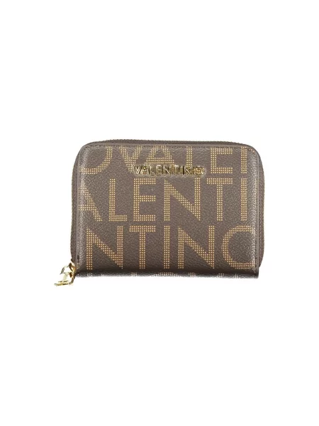 Lniany portfel Valentino Bags z logo brązowy