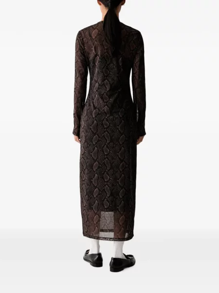 Lung rochie maxi Adidas cu imagine cu model piele de șarpe maro