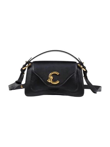 Torebka Coccinelle skórzana z kokardką czarna