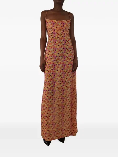 Rochie maxi Bananhot cu model floral cu imagine portocaliu