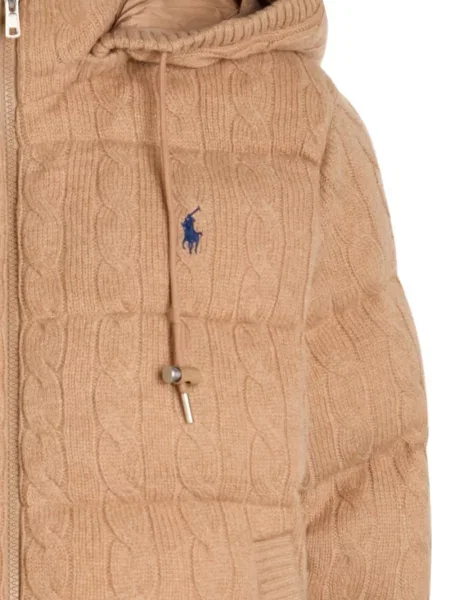 Плетена риза Polo Ralph Lauren с качулка с кръгло деколте синьо