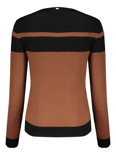 Pulover Herno cu broderie cu dungi maro