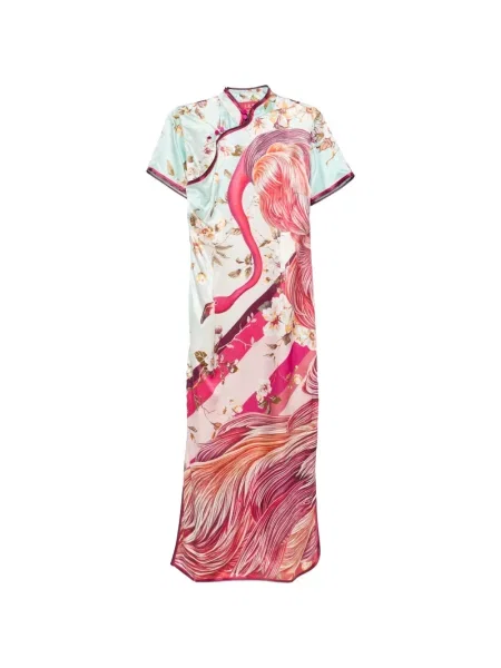 Rochie maxi F.r.s For Restless Sleepers din satin cu imagine roz