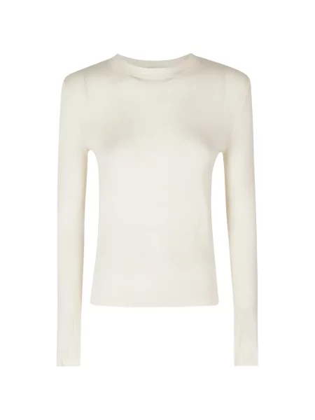 Lung tricou Low Classic de lână clasic alb