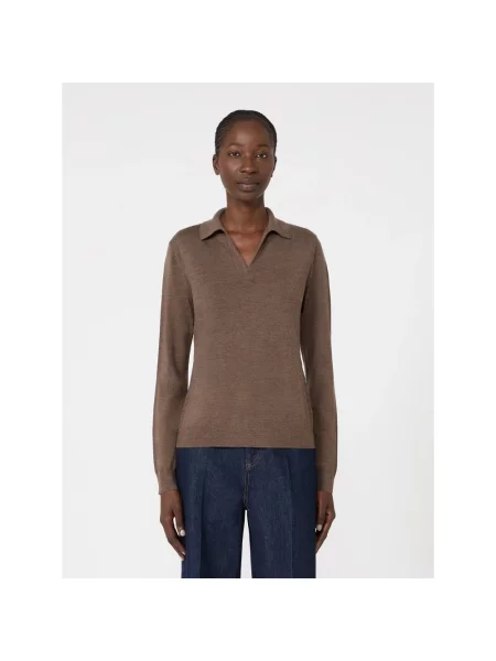 Sweter Weekend Max Mara wełniany brązowy