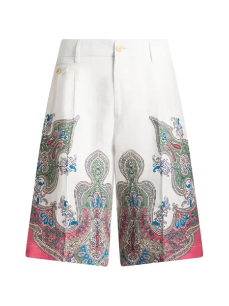 Pantaloni scurți Etro cu imagine cu model paisley alb