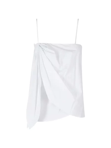 Top Isabelle Blanche drapat cu bretele alb