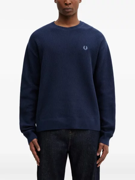 Pulover Fred Perry cu broderie albastru