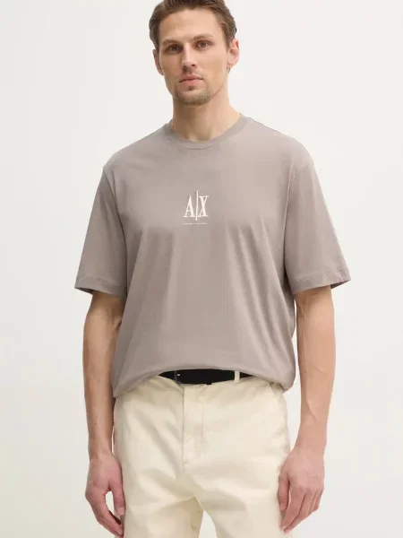 Armani Exchange t-shirt z aplikacją beżowy