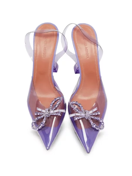 Pantofi cu toc Amina Muaddi cu funde violet
