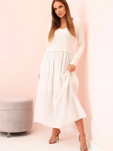 Rochie maxi Kesi Włoski lungă de costum alb