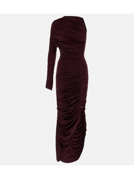 Rochie midi Mugler până la genunchi cu un umăr gol de costum bordo